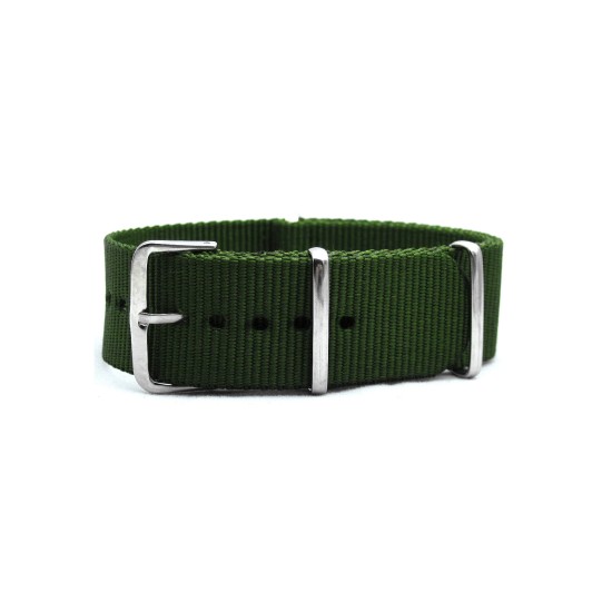 HNS Olive Drab  Heavy Duty Ballistic Nylon Watch Strap With Polished Stainless Steel Buckle
