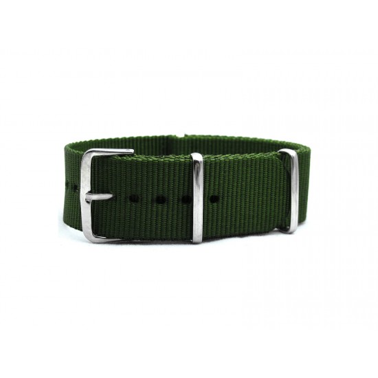 HNS Olive Drab  Heavy Duty Ballistic Nylon Watch Strap With Polished Stainless Steel Buckle