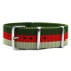 HNS Olive & Red &  Khaki Strip Heavy Duty Ballistic Nylon Watch Strap With Polished Stainless Steel Buckle