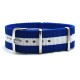 HNS Blue & White Strip Heavy Duty Ballistic Nylon Watch Strap With Polished Stainless Steel Buckle