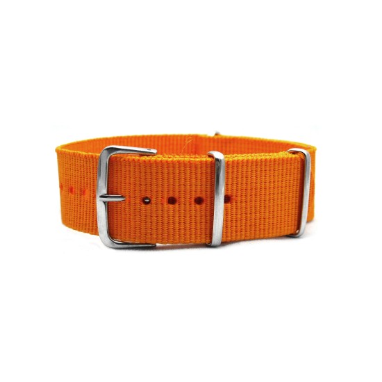 HNS Dark Orange Heavy Duty Ballistic Nylon Watch Strap With Polished Stainless Steel Buckle