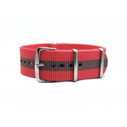 HNS Pink & Peru Strip Heavy Duty Ballistic Nylon Watch Strap With Polished Stainless Steel Buckle