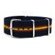 HNS Navy & Red & Yellow Strip Heavy Duty Ballistic Nylon Watch Strap With Polished Stainless Steel Buckle