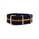 HNS Navy & Red & Yellow Strip Heavy Duty Ballistic Nylon Watch Strap With Polished Stainless Steel Buckle