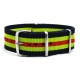 HNS Navy & Yellow & Red Strip Heavy Duty Ballistic Nylon Watch Strap With Polished Stainless Steel Buckle