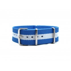 HNS Argentina Flag Light Blue & White Strip Heavy Duty Ballistic Nylon Watch Strap With Polished Stainless Steel Buckle