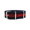 HNS Navy & Red Strip Heavy Duty Ballistic Nylon Watch Strap With Polished Stainless Steel Buckle