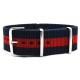 HNS Navy & Red Strip Heavy Duty Ballistic Nylon Watch Strap With Polished Stainless Steel Buckle