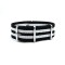 HNS Black & White Strip Heavy Duty Ballistic Nylon Watch Strap With Polished Stainless Steel Buckle