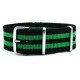 HNS Black & Green Strip Heavy Duty Ballistic Nylon Watch Strap With Polished Stainless Steel Buckle