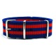 HNS Blue & Red Strip Heavy Duty Ballistic Nylon Watch Strap With Polished Stainless Steel Buckle