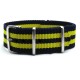 HNS Navy & Yellow Strip Heavy Duty Ballistic Nylon Watch Strap With Polished Stainless Steel Buckle