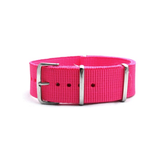 HNS Hot Pink Heavy Duty Ballistic Nylon Watch Strap With Polished Stainless Steel Buckle