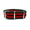 HNS Green & Red & Black Strip Heavy Duty Ballistic Nylon Watch Strap With Polished Stainless Steel Buckle