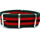 HNS Green & Red & Black Strip Heavy Duty Ballistic Nylon Watch Strap With Polished Stainless Steel Buckle