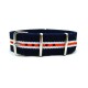 HNS Navy & White & Orange Strip Heavy Duty Ballistic Nylon Watch Strap With Polished Stainless Steel Buckle