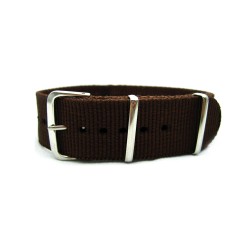 HNS Dark Brown Heavy Duty Ballistic Nylon Watch Strap With Polished Stainless Steel Buckle