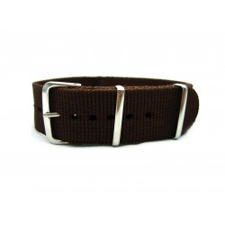HNS Dark Brown Heavy Duty Ballistic Nylon Watch Strap With Polished Stainless Steel Buckle