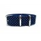 HNS Double Graphic Printed White Dots Navy BG Heavy Duty Ballistic Nylon Watch Strap With Polished Stainless Steel Buckle