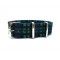 HNS Double Graphic Printed Green Mix Black and Blue Grids Heavy Duty Ballistic Nylon Watch Strap With Polished Stainless Steel Buckle