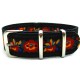 HNS Double Graphic Printed Flowers Patter Black BG Heavy Duty Ballistic Nylon Watch Strap With Polished Stainless Steel Buckle