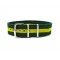 HNS Brazil Flag Green & Yellow Strip Nylon Watch Strap With Polished Stainless Steel Buckle