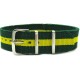 HNS Brazil Flag Green & Yellow Strip Nylon Watch Strap With Polished Stainless Steel Buckle