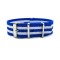 HNS Blue & White Strip Nylon Watch Strap With Polished Stainless Steel Buckle