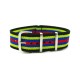HNS Black & Yellow & Blue & Red Strip Nylon Watch Strap With Polished Stainless Steel Buckle