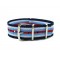 HNS Blue & White & Red Strip Nylon Watch Strap With Polished Stainless Steel Buckle