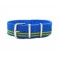 HNS Sky Blue & Green Strip Nylon Watch Strap With Polished Stainless Steel Buckle