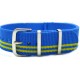 HNS Sky Blue & Green Strip Nylon Watch Strap With Polished Stainless Steel Buckle