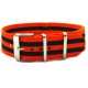 HNS Orange & Black Strip Nylon Watch Strap With Polished Stainless Steel Buckle