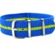 HNS Blue & Green Strip Nylon Watch Strap With Polished Stainless Steel Buckle