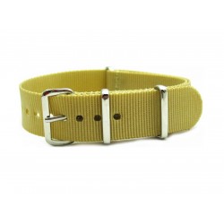 HNS Light Khaki Heavy Duty Ballistic Nylon Watch Strap With Polished Stainless Steel Buckle