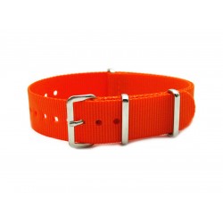 HNS Orange Red Heavy Duty Ballistic Nylon Watch Strap With Polished Stainless Steel Buckle