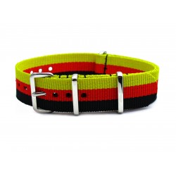 HNS Germany Flag Heavy Duty Ballistic Nylon Watch Strap With Polished Stainless Steel Buckle