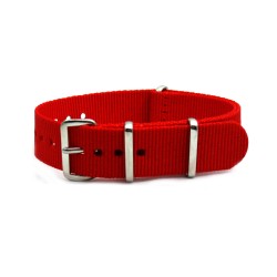 HNS Red Heavy Duty Ballistic Nylon Watch Strap With Polished Stainless Steel Buckle