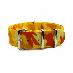 HNS Camouflage Yellow Desert Heavy Duty Ballistic Nylon Watch Strap With Polished Stainless Steel Buckle