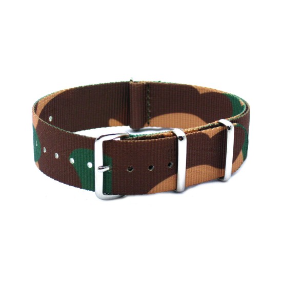 HNS Camouflage Desert  Heavy Duty Ballistic Nylon Watch Strap With Polished Stainless Steel Buckle
