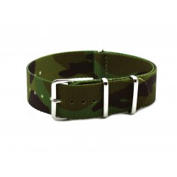 HNS Camouflage Jungle  Heavy Duty Ballistic Nylon Watch Strap With Polished Stainless Steel Buckle