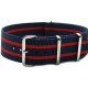 HNS Navy & Red Strip Heavy Duty Ballistic Nylon Watch Strap With Polished Stainless Steel Buckle