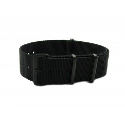 HNS Black Heavy Duty Ballistic Nylon Watch Strap With PVD Matt Coated Stainless Steel Buckle