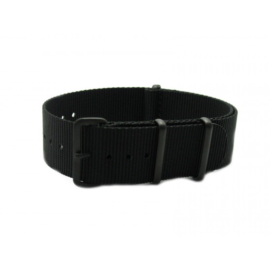 HNS Black Heavy Duty Ballistic Nylon Watch Strap With PVD Matt Coated Stainless Steel Buckle