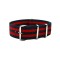HNS Red & Navy Strip Heavy Duty Ballistic Nylon Watch Strap With Polished Stainless Steel Buckle