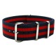 HNS Red & Navy Strip Heavy Duty Ballistic Nylon Watch Strap With Polished Stainless Steel Buckle