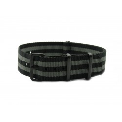 HNS James Bond 007  Black & Grey Heavy Duty Ballistic Nylon Watch Strap With PVD Matt Coated Stainless Steel Buckle