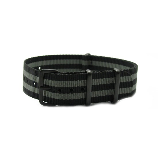 HNS James Bond 007  Black & Grey Heavy Duty Ballistic Nylon Watch Strap With PVD Matt Coated Stainless Steel Buckle