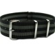 HNS James Bond 007  Black & Grey Heavy Duty Ballistic Nylon Watch Strap With Polished Stainless Steel Buckle