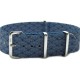HNS Double Graphic Printed Indigo Sashiko Waves Blue BG Heavy Duty Ballistic Nylon Watch Strap With Polished Stainless Steel Buckle